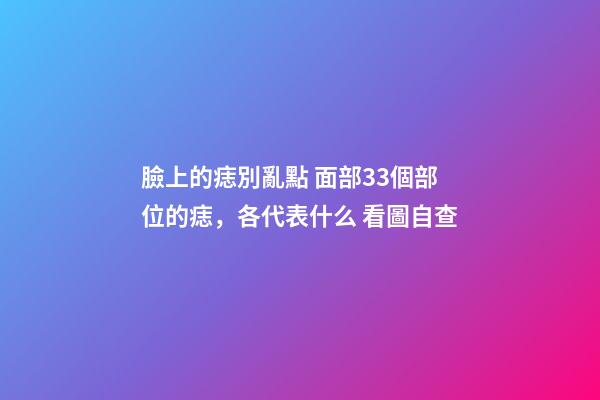 臉上的痣別亂點 面部33個部位的痣，各代表什么 看圖自查